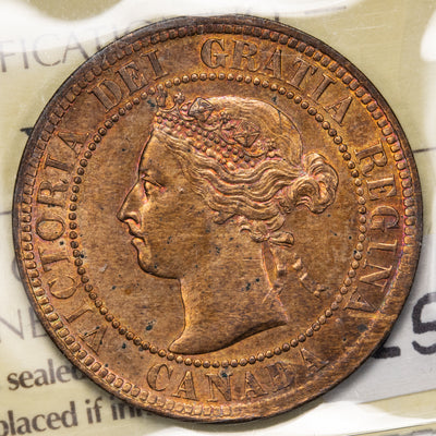 SOLD Canada 1901 1 Large Cent Coin - ICCS MS-64 Red