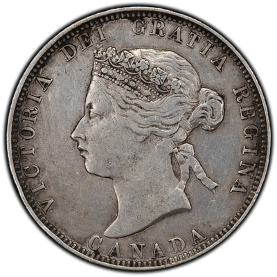 SOLD Canada 1870 Obv 1 25 Cents Quarter Silver Coin - VF+