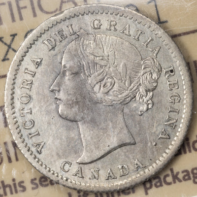 SOLD Canada 1858 First 8/5 10 Cents Dime Silver Coin - ICCS VF-30