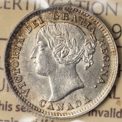 SOLD Canada 1886 Lg Knob 6 Obv 4 10 Cents Dime Silver Coin - ICCS AU-58