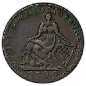 SOLD Ireland 1792 Dublin 1/2 Half Penny Token D&H #368