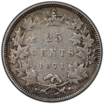 SOLD Canada 1871-H Obv 2 25 Cents Quarter Silver Coin