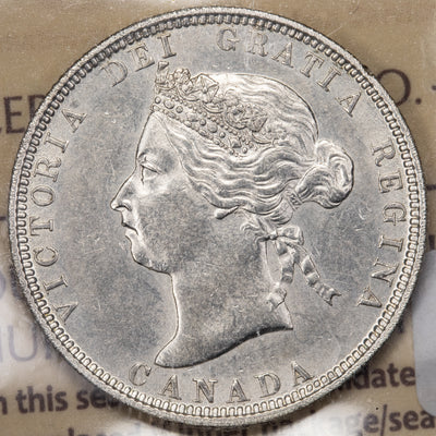 SOLD Canada 1883-H 25 Cents Quarter Silver Coin - ICCS AU-50