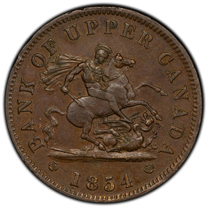 SOLD Bank of Upper Canada 1854 1 One Penny Token PC-6C1