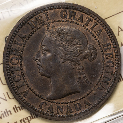 SOLD Canada 1890-H 1 Large Cent Coin - ICCS MS-60 Brown