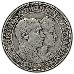 SOLD Denmark 1923 2 Kroner Silver Coin KM #821 - Cleaned