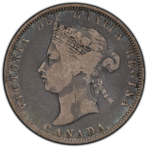 SOLD Canada 1881-H 25 Cents Quarter Silver Coin - VG+ (scratch)