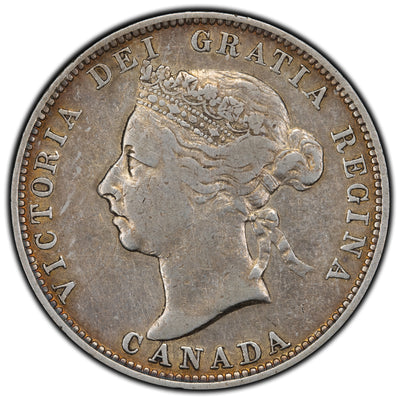 SOLD Canada 1888 Narrow 8's 25 Cents Quarter Silver Coin - F/VF