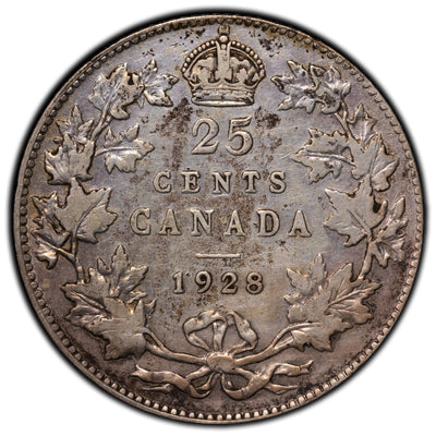 SOLD Canada 1928 25 Cents Quarter Silver Coin