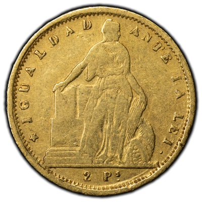 SOLD Chile 1857 2 Pesos Gold Coin