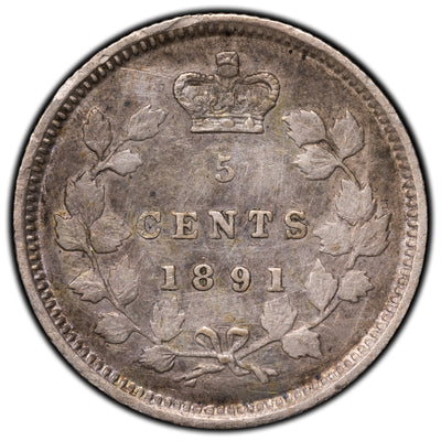 SOLD Canada 1891 5 Cents Silver Coin