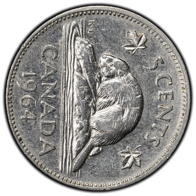 SOLD Canada 1964 5 Cents Nickel Coin - 90° Rotated Error