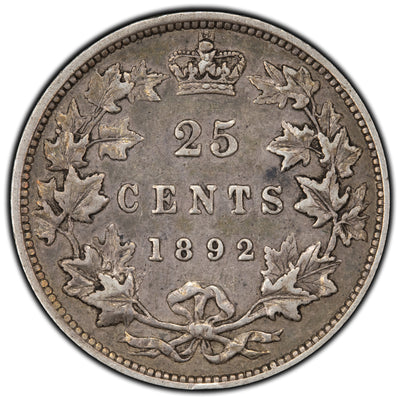 SOLD Canada 1892 25 Cents Quarter Silver Coin - VF