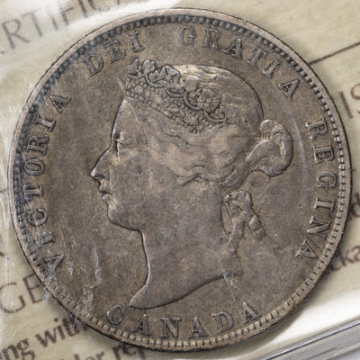 SOLD Canada 1872-H Obv 2 25 Cents Quarter Silver Coin - ICCS VF-30