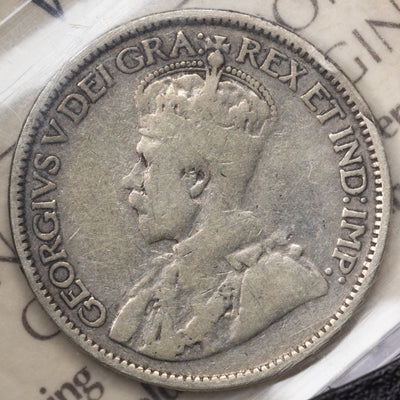 SOLD Canada 1913 Broad Leaves 10 Ten Cents Silver Coin - ICCS VG-8