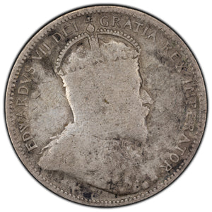 SOLD Canada 1906 Large Crown 25 Cents Quarter Silver Coin - Corrosion