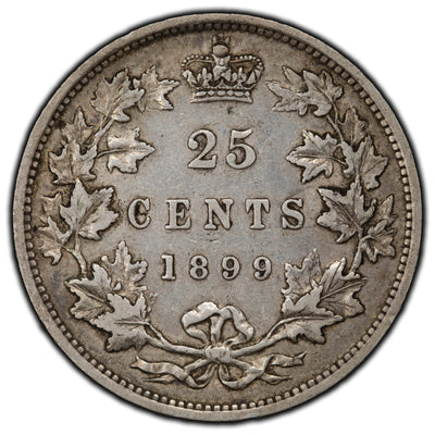 SOLD Canada 1899 25 Cents Quarter Silver Coin - VF