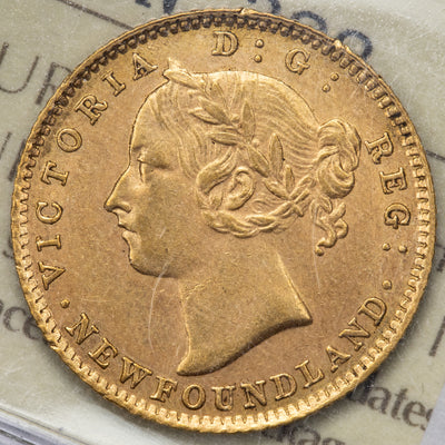 SOLD Newfoundland 1882-H $2 Two Dollars Gold Coin - ICCS AU-55
