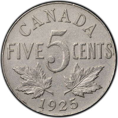 SOLD Canada 1925 5 Cents Coin Key Date - Cleaned/Corrosion