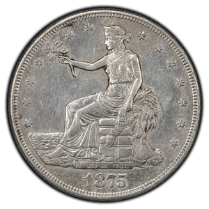 SOLD United States 1875-S $1 Trade Silver Dollar Coin - Damaged Reverse