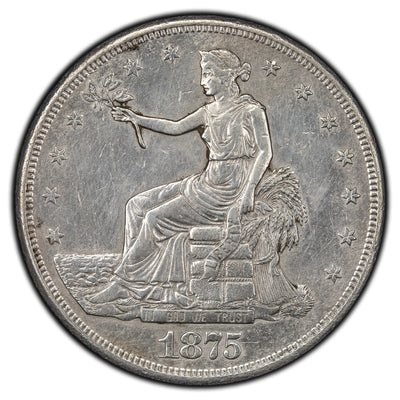 SOLD United States 1875-S $1 Trade Silver Dollar Coin - Damaged Reverse