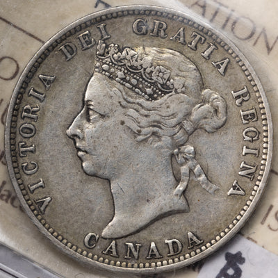 SOLD Canada 1892 25 Cents Quarter Silver Coin - ICCS F-15