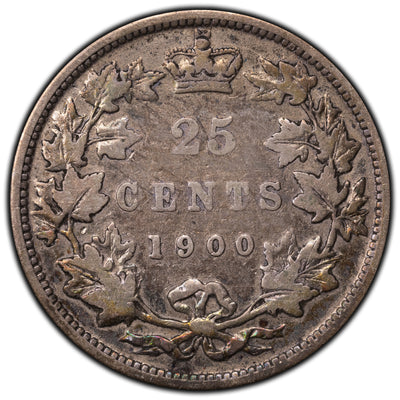 SOLD Canada 1900 25 Cents Quarter Silver Coin