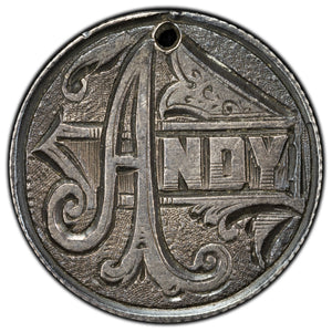 SOLD Canada Victorian 10 Cents Silver Coin Love Token "ANDY" - Holed