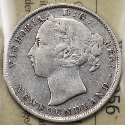 Newfoundland 1899 Hook 9's 20 Cents Silver Coin - ICCS VF-20