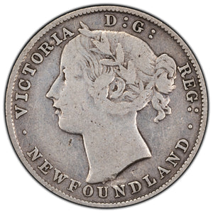 SOLD Newfoundland 1896 20 Cents Silver Coin - Weak Reverse