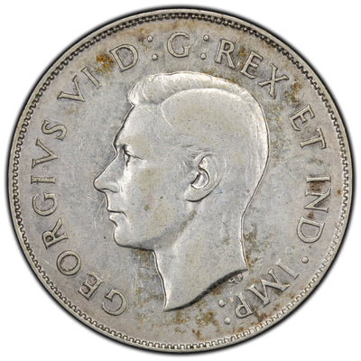 SOLD Canada 1947 ML Maple Leaf Curved 7 50 Cents Half Dollar Silver Coin - Rare Type