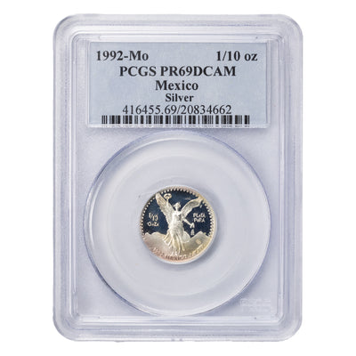 SOLD Mexico 1992-Mo 1/10oz .999 Fine Silver Libertad Coin - PCGS PR-69 DCAM