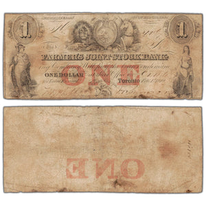 Farmers Joint Stock Bank 1849 $1 Note #280-14-04-02 - Circulated