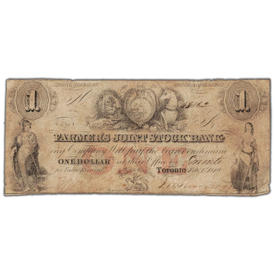 Farmers Joint Stock Bank 1849 $1 Note #280-14-04-02 - Circulated