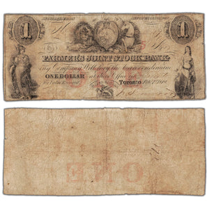 Farmers Joint Stock Bank 1849 $1 Note 5 Overprint #280-14-04-02 - Circulated