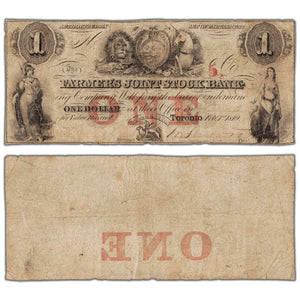 Farmers Joint Stock Bank 1849 $1 Note 5 Overprint #280-14-04-02 - Circulated