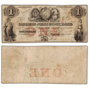 Farmers Joint Stock Bank 1849 $1 Note 5 Overprint #280-14-04-02 - Circulated