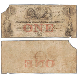 Farmers Joint Stock Bank 1849 $1 Note 5 Overprint #280-14-04-02 - Missing Piece