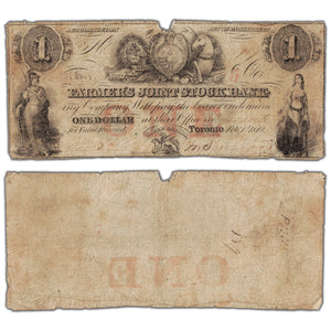 Farmers Joint Stock Bank 1849 $1 Note 5 Overprint #280-14-04-02 - Missing Small Piece