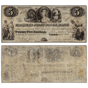 Farmers Joint Stock Bank 1849 $5 Note #280-12-06 - VF (pinholes)