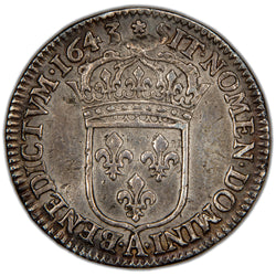 France 1643 Louis XIII 1/12 Ecu Silver Coin