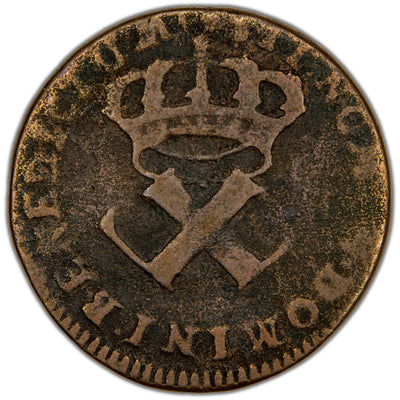 French Colonies 1721-H La Rochelle Mint 9 Deniers Coin
