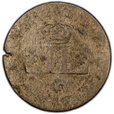 French Colonies 1710-D Lyon Mint 30 Deniers Coin