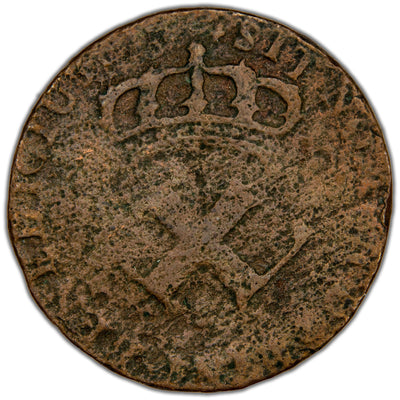 French Colonies 172? 9 Deniers Coin - Date Not Legible