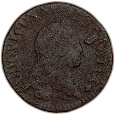 French Colonies 1720-BB Strasbourg Mint One Liard Coin