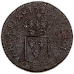 French Colonies 1720-BB Strasbourg Mint One Liard Coin