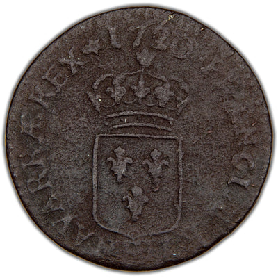 French Colonies 1720-BB Strasbourg Mint One Liard Coin