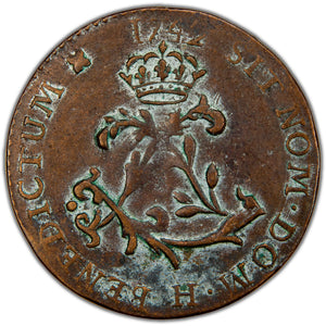 French Colonies 1742-H La Rochelle Mint Sou Marque Coin