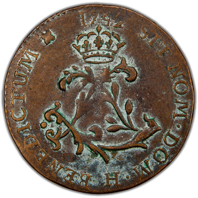 SOLD French Colonies 1742-H La Rochelle Mint Sou Marque Coin