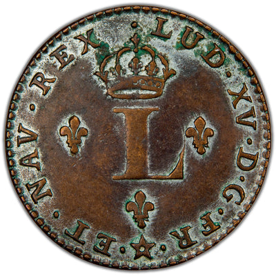SOLD French Colonies 1742-H La Rochelle Mint Sou Marque Coin